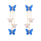 Crystal Butterfly Tassel Earrings