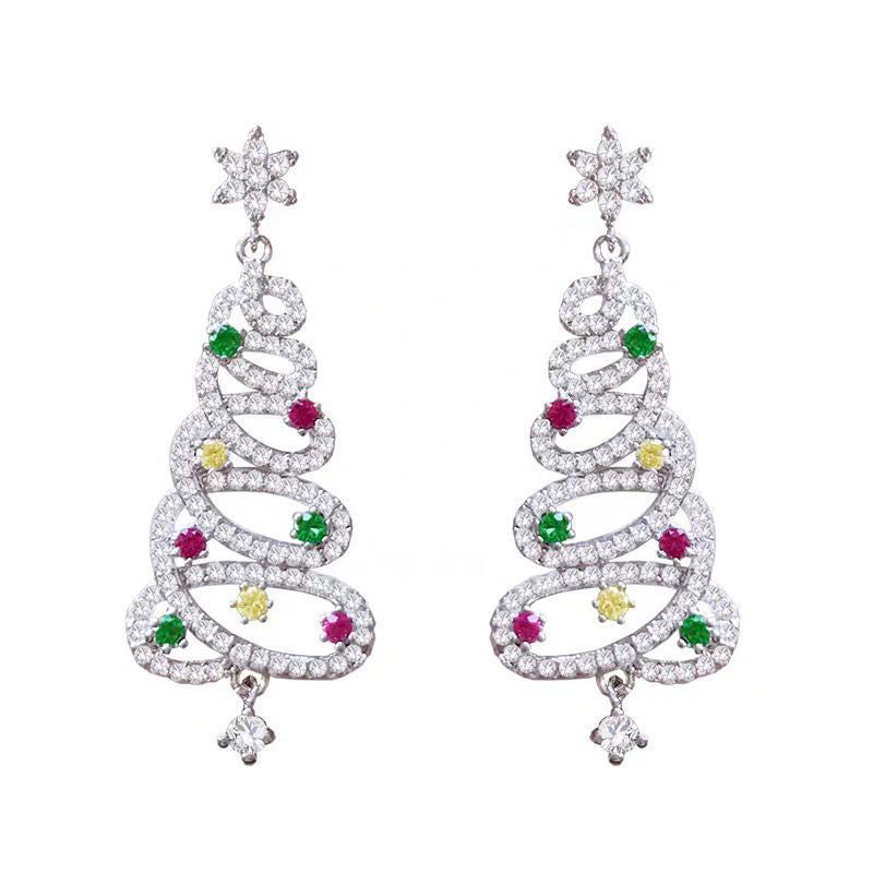 Shiny Christmas tree earrings