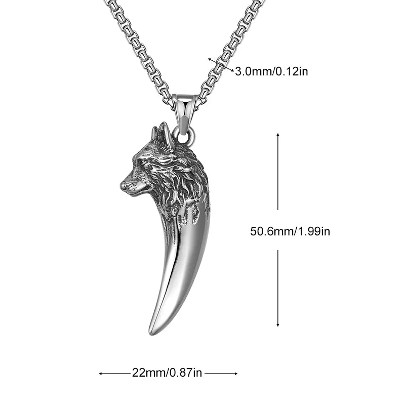Wolf's Head Necklace made of Titanium Steel