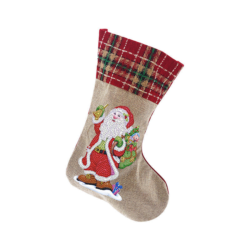 5D Diamond Painting Xmas Rhinestone Socks Embroidery Mosaic Gift Bag