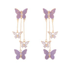 Crystal Butterfly Tassel Earrings