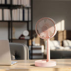 Height-adjustable, rechargeable telescopic stand fan