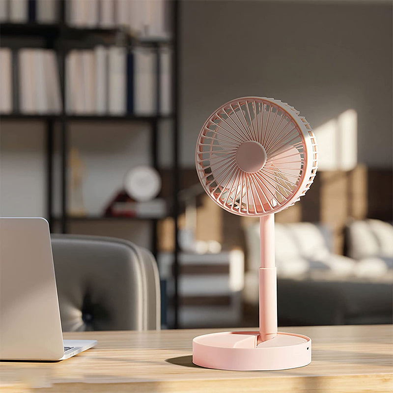 Height-adjustable, rechargeable telescopic stand fan