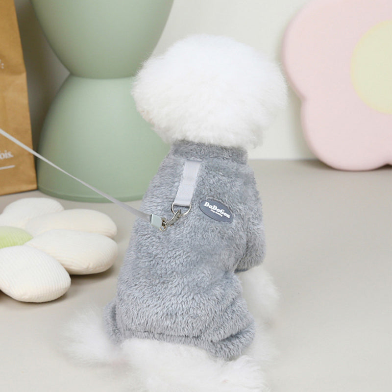 Fleece Pet Elastic Overall with Leash Ring