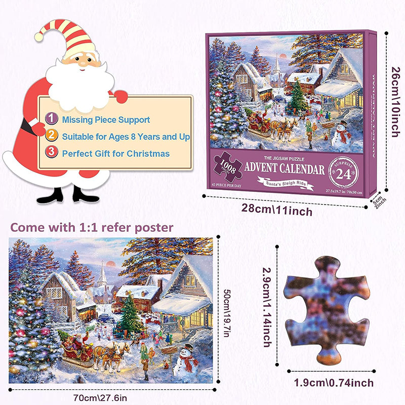 1000PCS Christmas Jigsaw Puzzles Advent Calendar - Christmas Gift