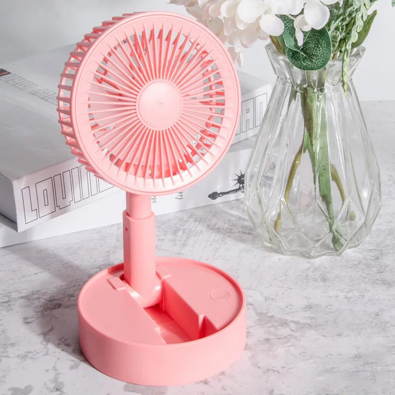 Height-adjustable, rechargeable telescopic stand fan