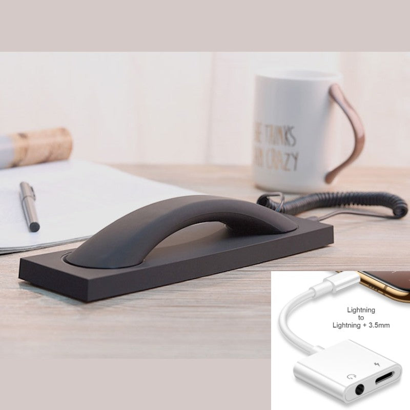 Retro Telephone Handset, with Type-c/Lightning to 3.5mm Adapter, for Office, Home, Teleconference & More