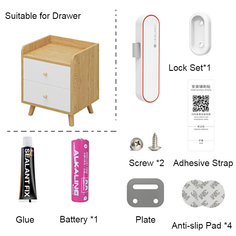 Keyless Smart Cabinet Lock with Bluetooth APP Unlock, Key Share, Easy Installation & Long Standby Time, for Cabinets