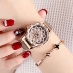 Fashion Women Watch, with 360¬∞ Rotatable Dial, Magnetic Watch Band & Daily Waterproof
