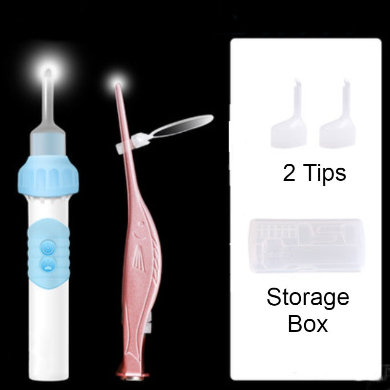 Electric Ear Pick, with LED, 2 Tips, Auto-suction, & Earwax Storage Slot, for Kids & Adults