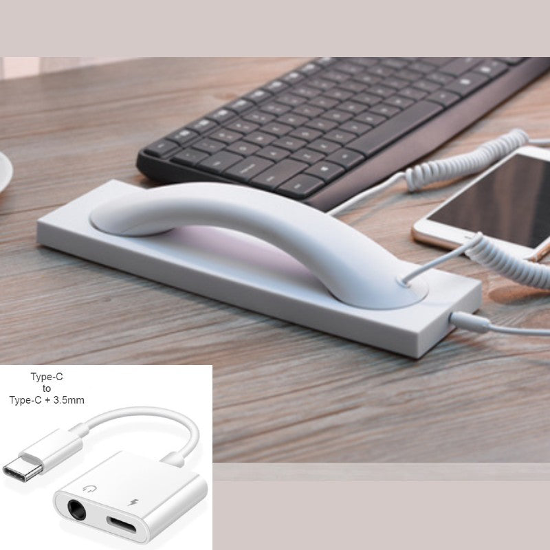 Retro Telephone Handset, with Type-c/Lightning to 3.5mm Adapter, for Office, Home, Teleconference & More
