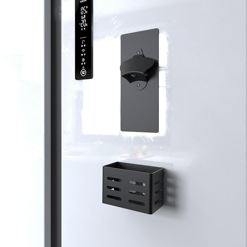 Magnetic Fridge-mounted Bottle Opener & Cap Catcher, for Kitchen, Bar, Gift & More