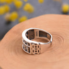 Vintage Silver Abacus Adjustable Ring, for Good Luck & Wealth