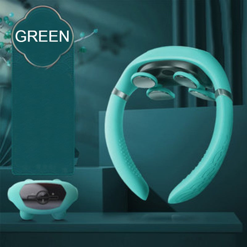 Portable Neck Massager, with 6 Modes, 16 Strengths, Red Light Auxiliary Massage & Ergonomic Design, for Study, Work & Travel