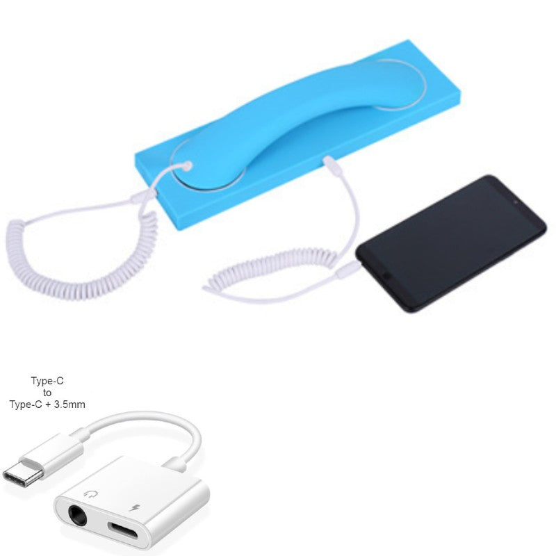 Retro Telephone Handset, with Type-c/Lightning to 3.5mm Adapter, for Office, Home, Teleconference & More