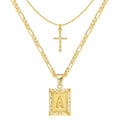 2pc 14k Initial & Cross Necklace Set