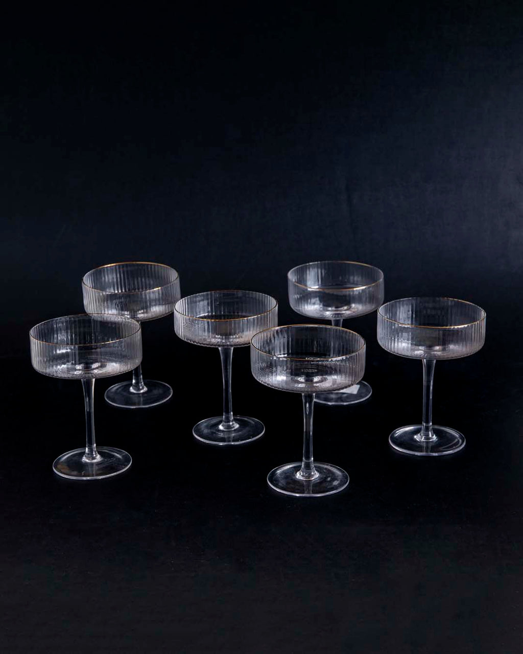 Ribbed Coupe Cocktail Glasses - Set of 6