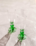 Swirl Green Champagne Flute - Set of 6