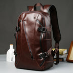 Brown Business Leather Backpack, with Easy-to-carry Top Handle for Travel, Work and Outdoors