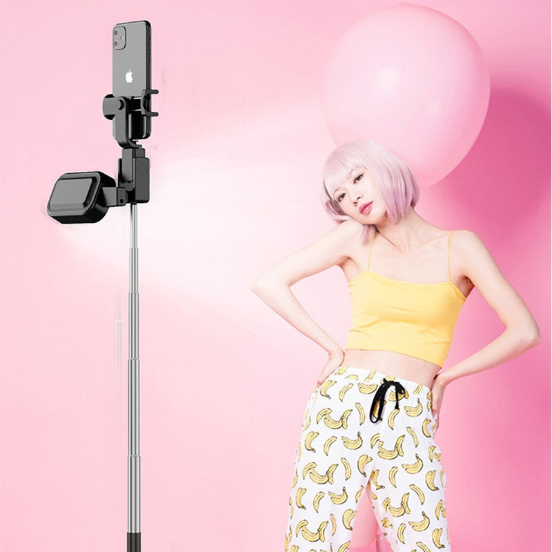 Selfie Stick Tripod, with Light, Detachable Bluetooth Remote & 6 Levels of Height Adjustment