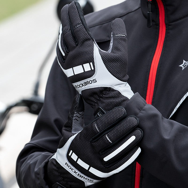 Electric Thermal Heated Gloves, with Touchscreen-compatible Fingertips & Reflecting Strip, for Climbing, Hiking, Cycling & More