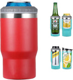 4 in 1 stainless steel can/bottle insulator, 14Oz two-way lid SUS insulated can cooler, beer bottle holder (Black)