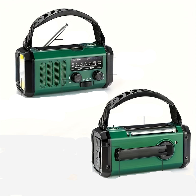 Solar emergency radio with power bank – crank radio with LED flashlight for camping & outdoor