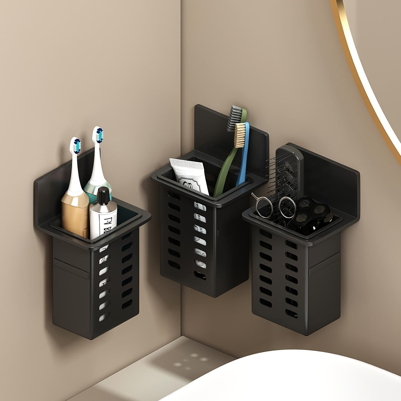 ChicStore - Black Wireless Wall Storage for Cosmetics