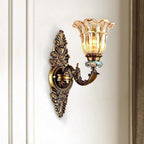 FlorisLuxe European Wall Lamp | Blossom Design | 1-2 Flames | High-Quality Resin & Glass | Elegance for Living Room & Hallway