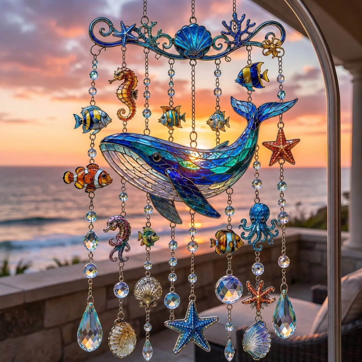 Ocean-Themed Crystal Wind Chime – Bring the Ocean Glow to Your Garden