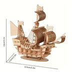 SailCraft 3D DIY Wooden Sailing Boat Puzzle Model – Decoration Set for Home and Office