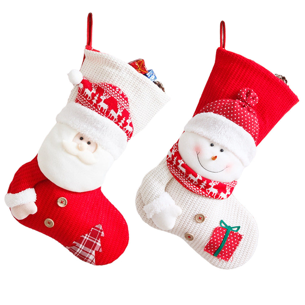 Large Knitted Christmas Stocking Gift Bag