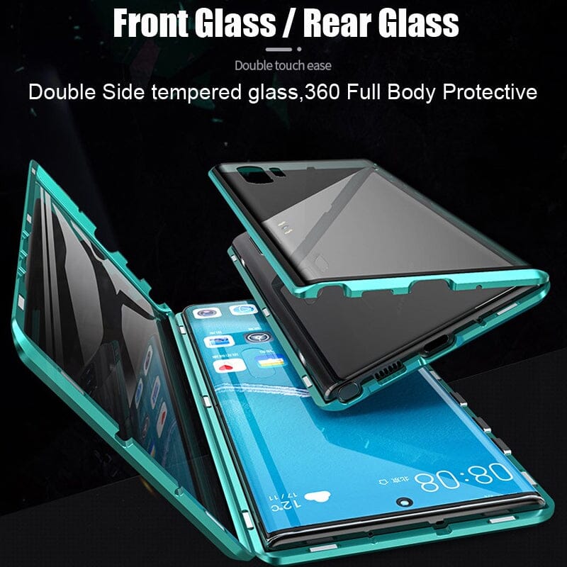 Magnetic tempered glass double-sided phone case for Samsung