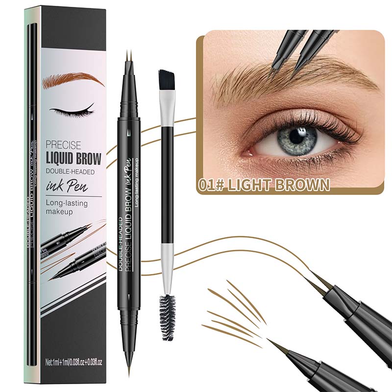 2-in-1 Dual-Ended Eyebrow Pencil with Micro-Fork Tip Applicator and Precise Brush Tip