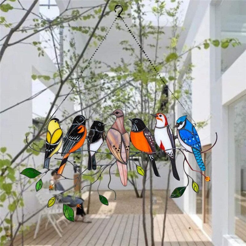 Stained Glass Bird Suncatcher - Francia