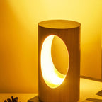 Japanese solid wood rectangular column LED night lamp USB table lamp