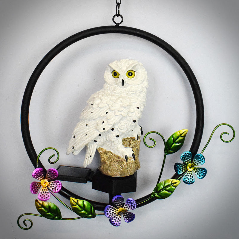 European rustic owl solar waterproof outdoor garden pendant lights