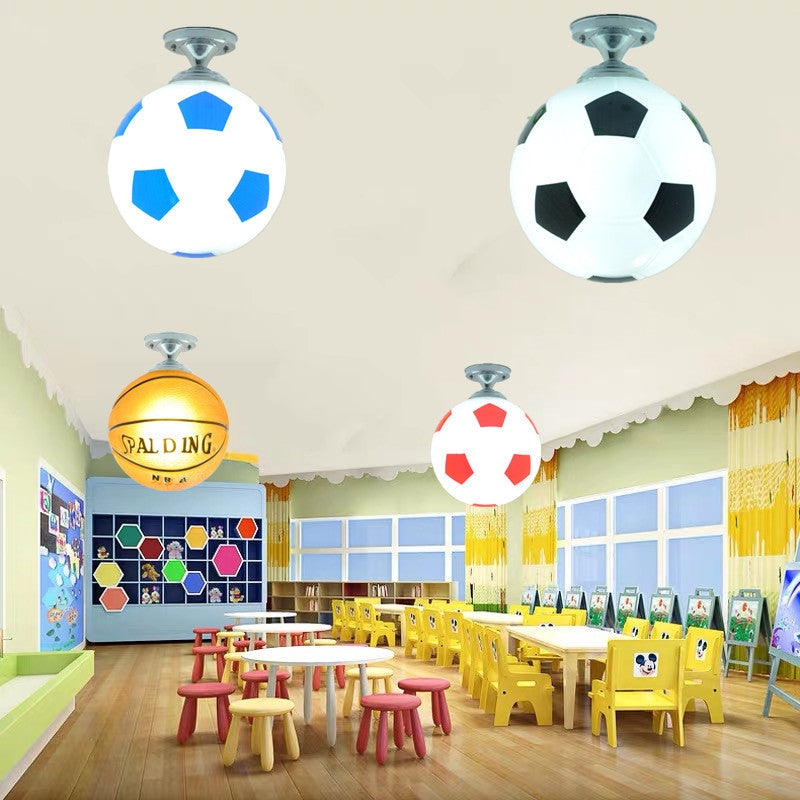 SportLume Creative Ceiling Light | Basketball & Football Design | Semi-Mount | Glass Lamp