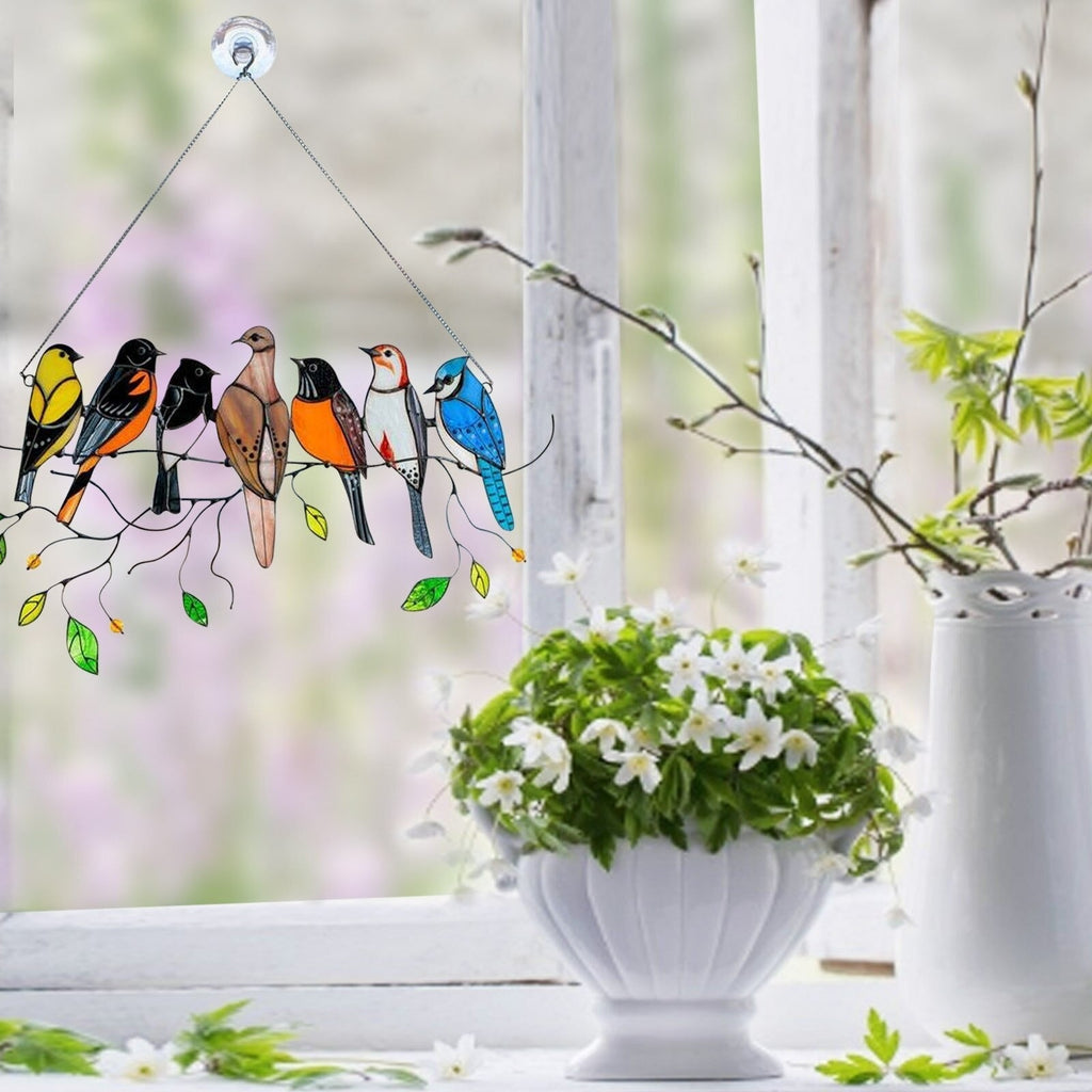 Stained Glass Bird Suncatcher - Francia
