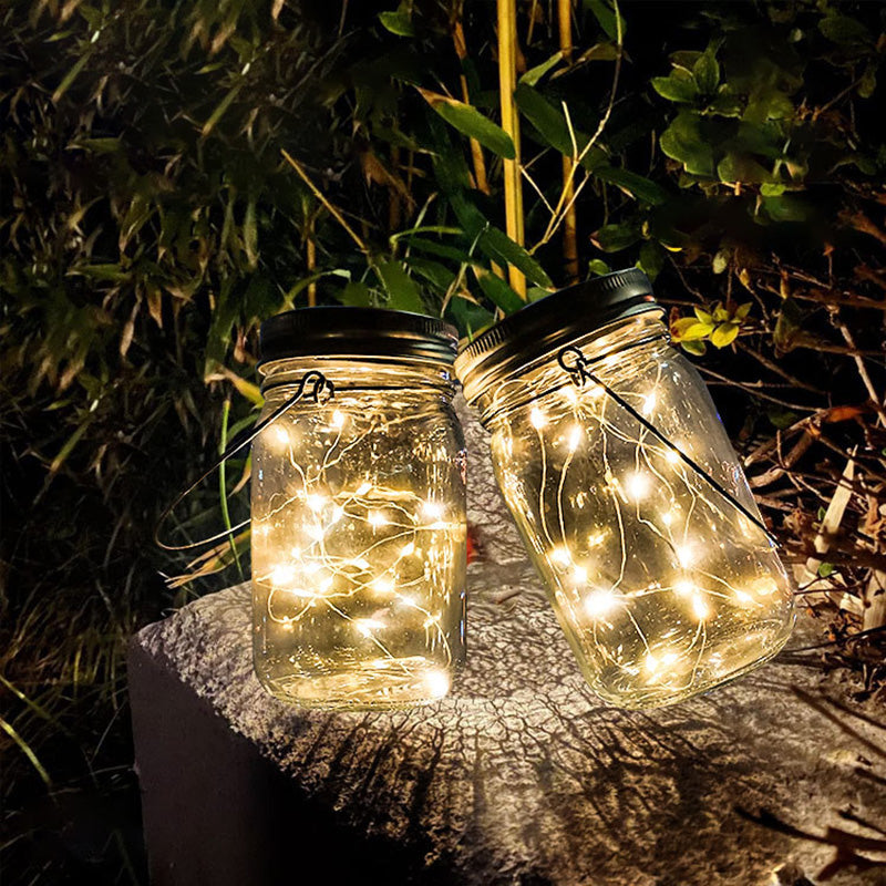 Modern Art Deco Waterproof Solar Glass Stainless Steel Copper Wire Star LED String Lights Outdoor Lighting For Garden