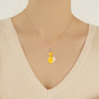 Hand-painted Fox and Wolf Couple Embrace Necklace