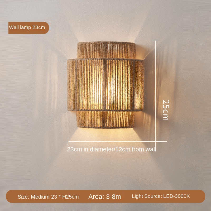 HempLume - Vintage LED lamp - Bohemian Wicker - Natural touch