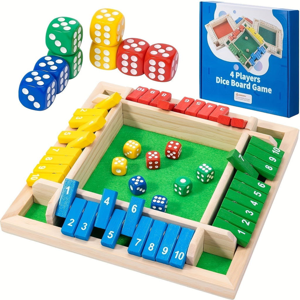 Shut The Box game, wooden board dice games