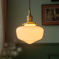 Vintage Brass Lantern Glass Pendant Light