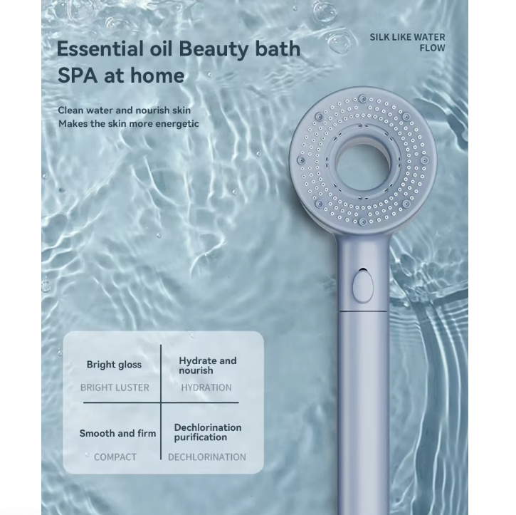 Handheld High-Pressure Showerhead with 5 Spray Modes and One-Button Water Stop