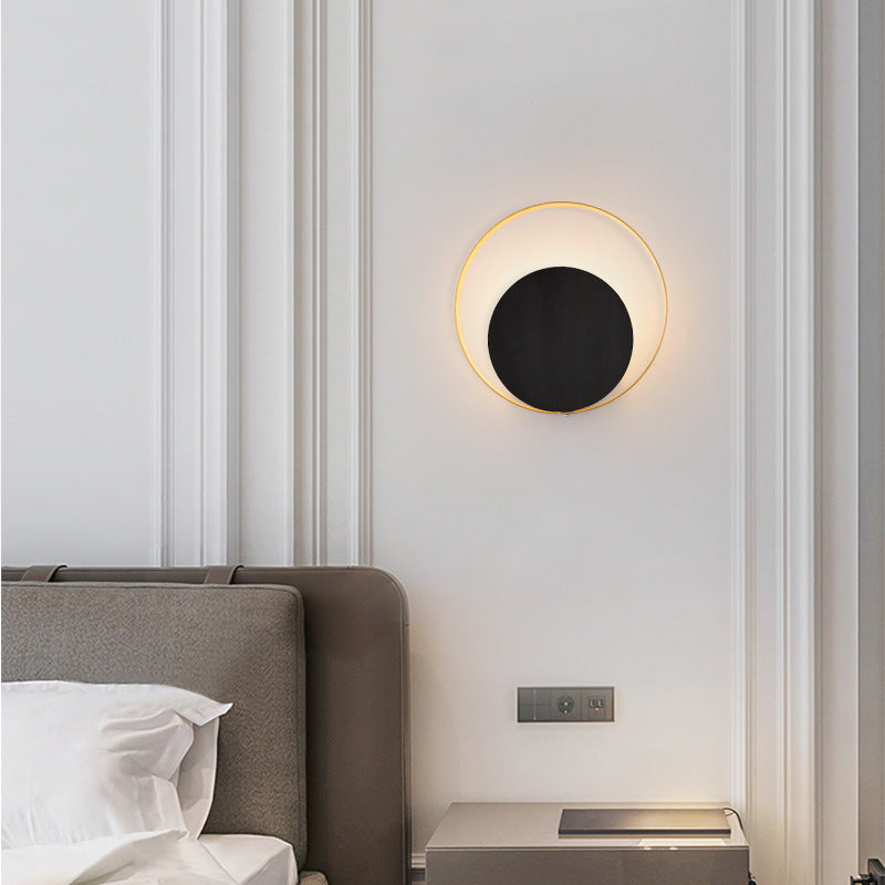 Modern Minimalist Iron Circle Ring 1-Light Wall Sconces Lamp For Bedroom