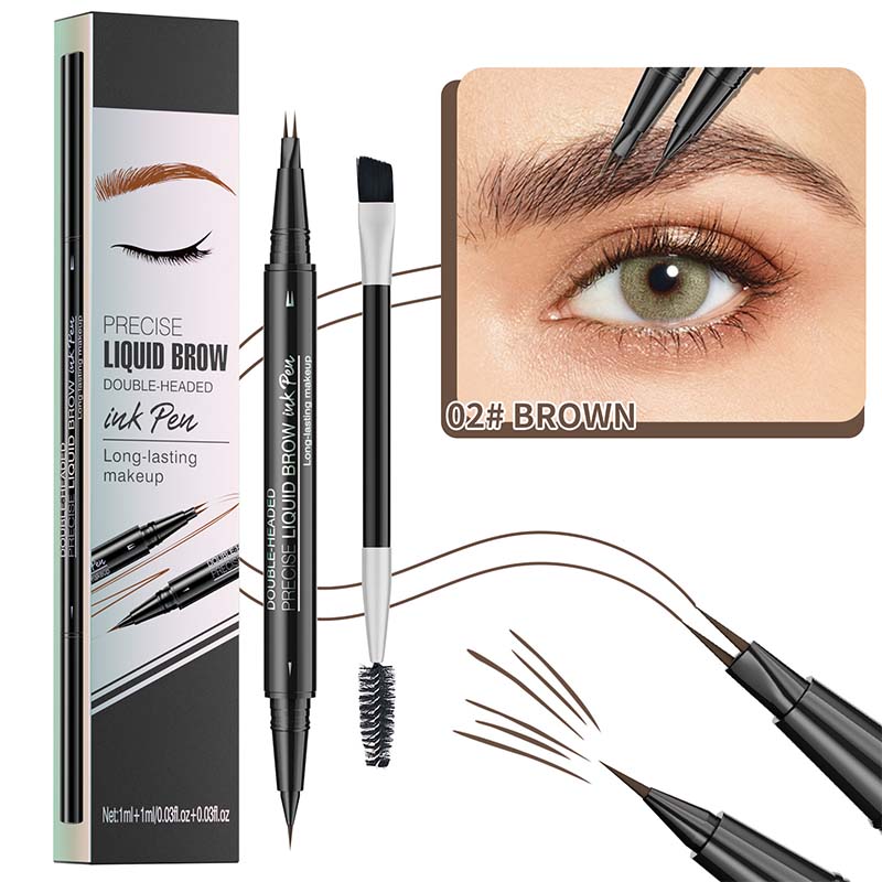 2-in-1 Dual-Ended Eyebrow Pencil with Micro-Fork Tip Applicator and Precise Brush Tip