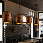 BarrelGlow Vintage Pendant Light | Wood Wine Barrel Design | 1-bulb | Rustic Lighting