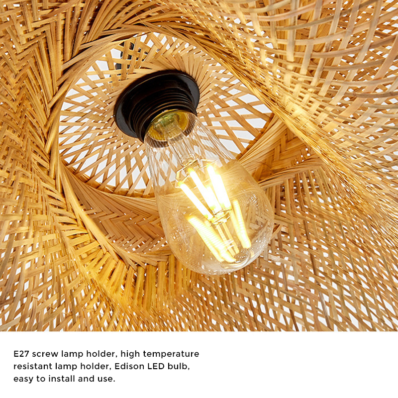 Rattan Woven Bamboo - Pendant Light - Led - Light