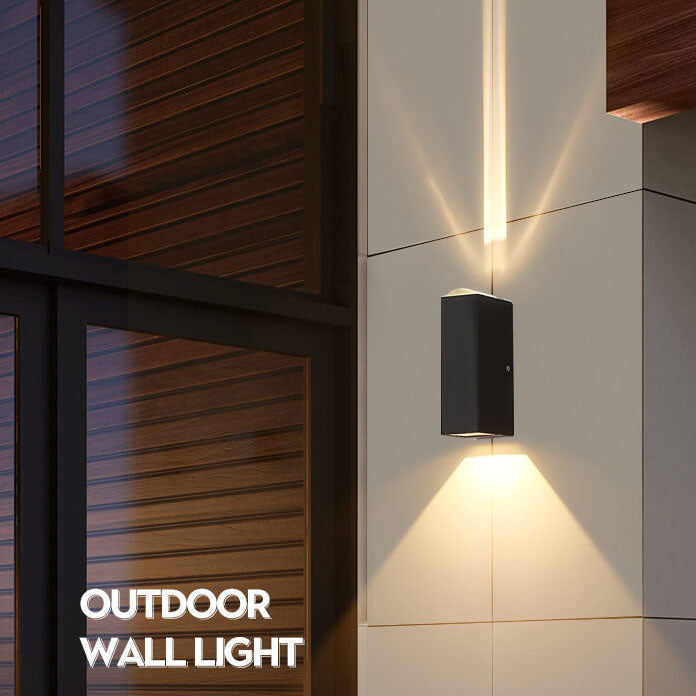 Modern Waterproof LED Outdoor Wall Light | Rectangular Up/Down Aluminum Fixture